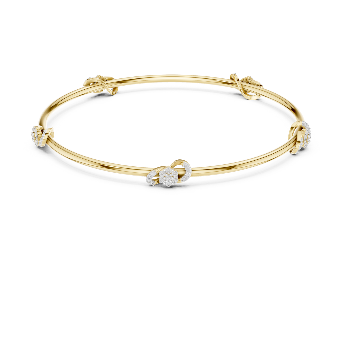 Petite Cluster Station Moissanite Bangle in yellow 925 sterling silver, view 4