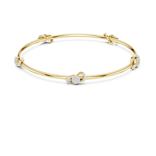 Petite Cluster Station Moissanite Bangle in yellow 925 sterling silver, view 4