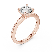 Round Solitaire Moissanite Engagement Ring in rose 925 sterling silver, view 2