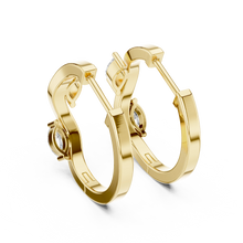Marquise moissanite wave huggie hoop earrings in yellow 925 sterling silver, view 3