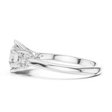 Round Three Stone Moissanite Engagement Ring in white 925 sterling silver, view 3