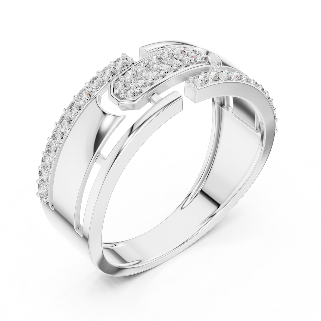 Openwork Multi-Row Pavé Moissanite Band in white 925 sterling silver, view 2