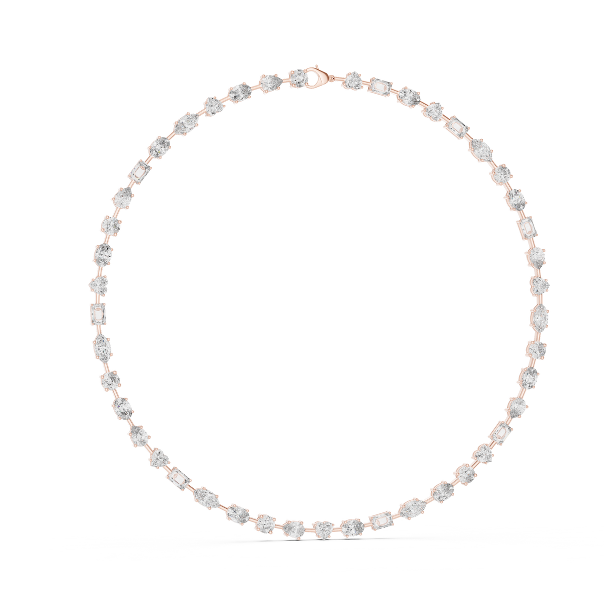 Mixed Shape Tennis Necklace in rose 925 sterling silver, view 1