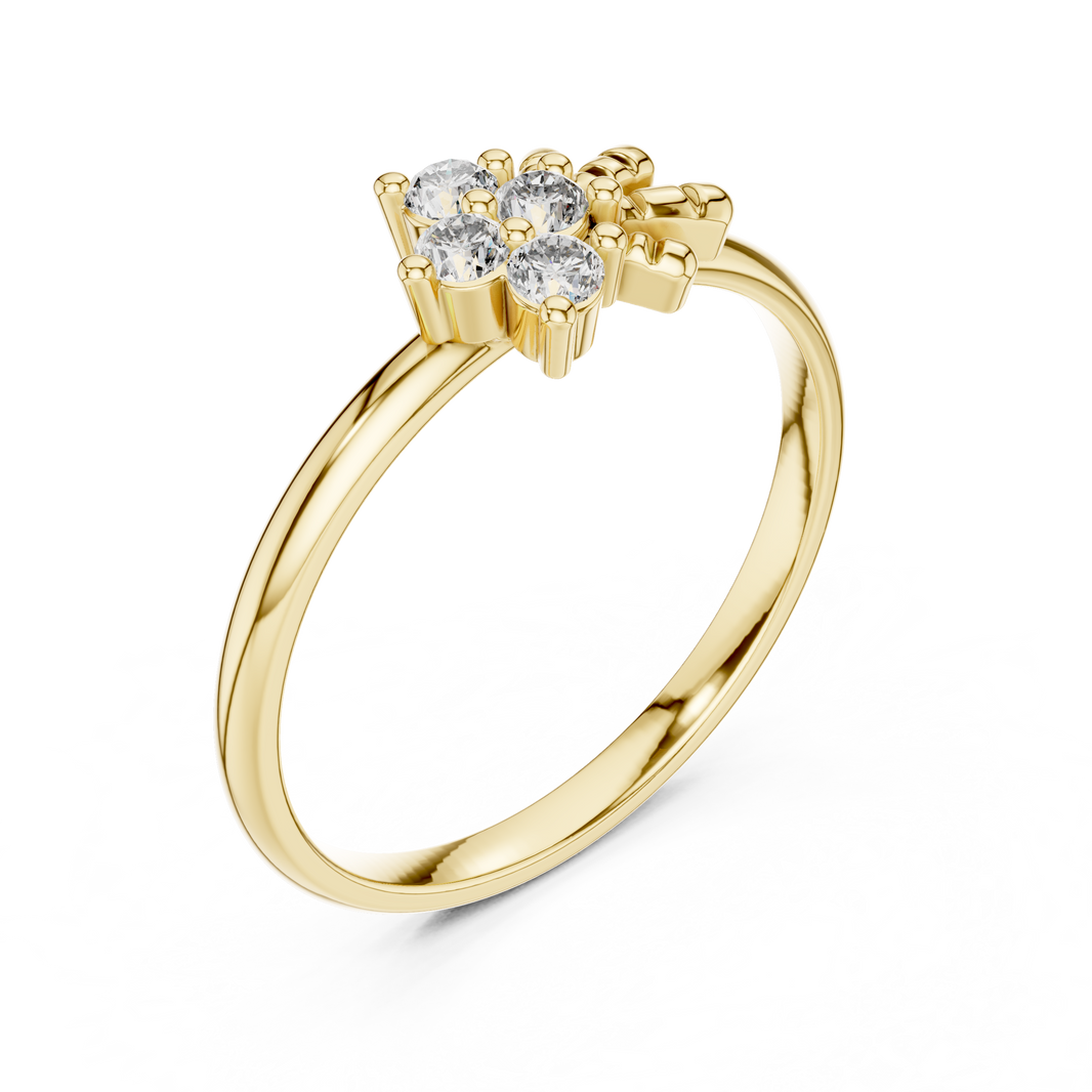 Petite Cluster Spray Moissanite Ring in yellow 925 sterling silver, view 2