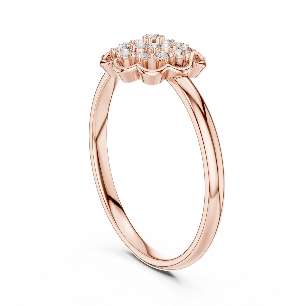 Scalloped Flower Pavé Moissanite Ring in rose 925 sterling silver, view 1