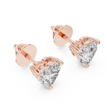 Heart moissanite stud earrings in rose 925 sterling silver, view 2