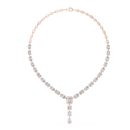 Mixed Shape Y Drop Necklace in rose 925 sterling silver, view 1