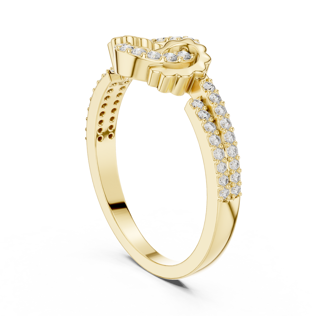 Open Circle Double-Row Pavé Moissanite Ring in yellow 925 sterling silver, view 1