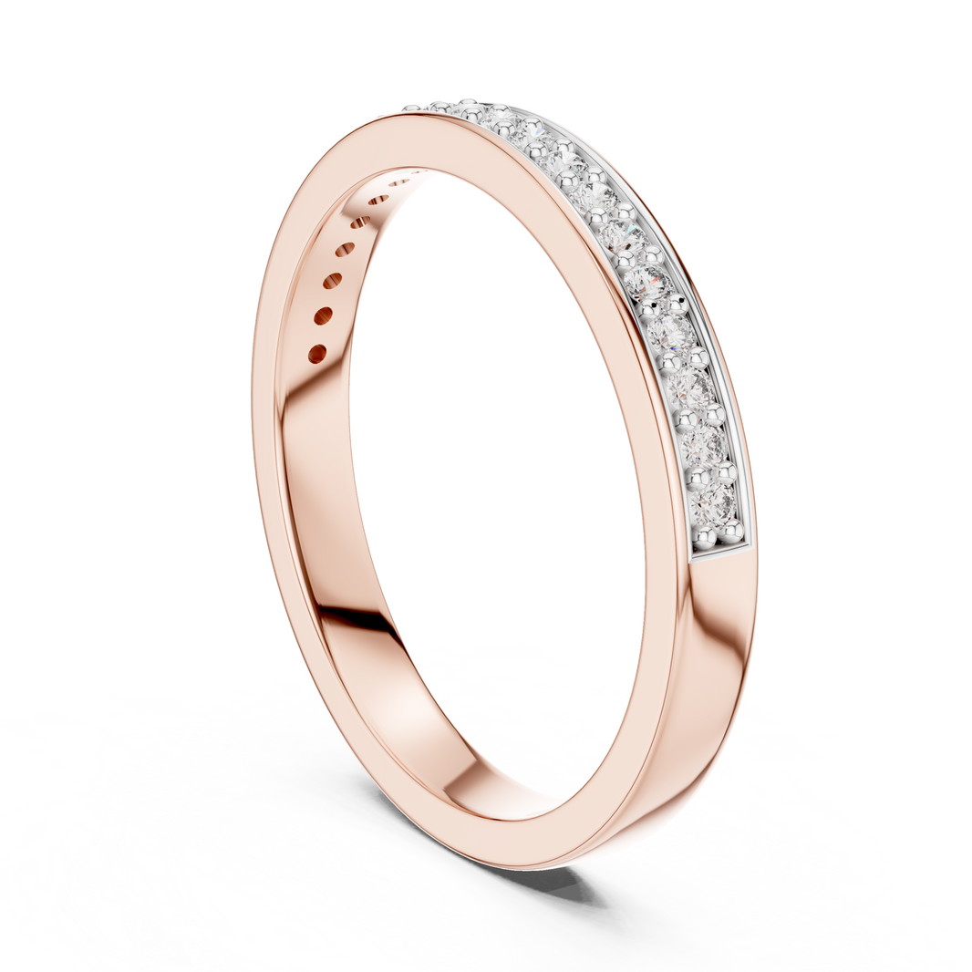 Pavé Moissanite Half Eternity Band in rose 925 sterling silver, view 1