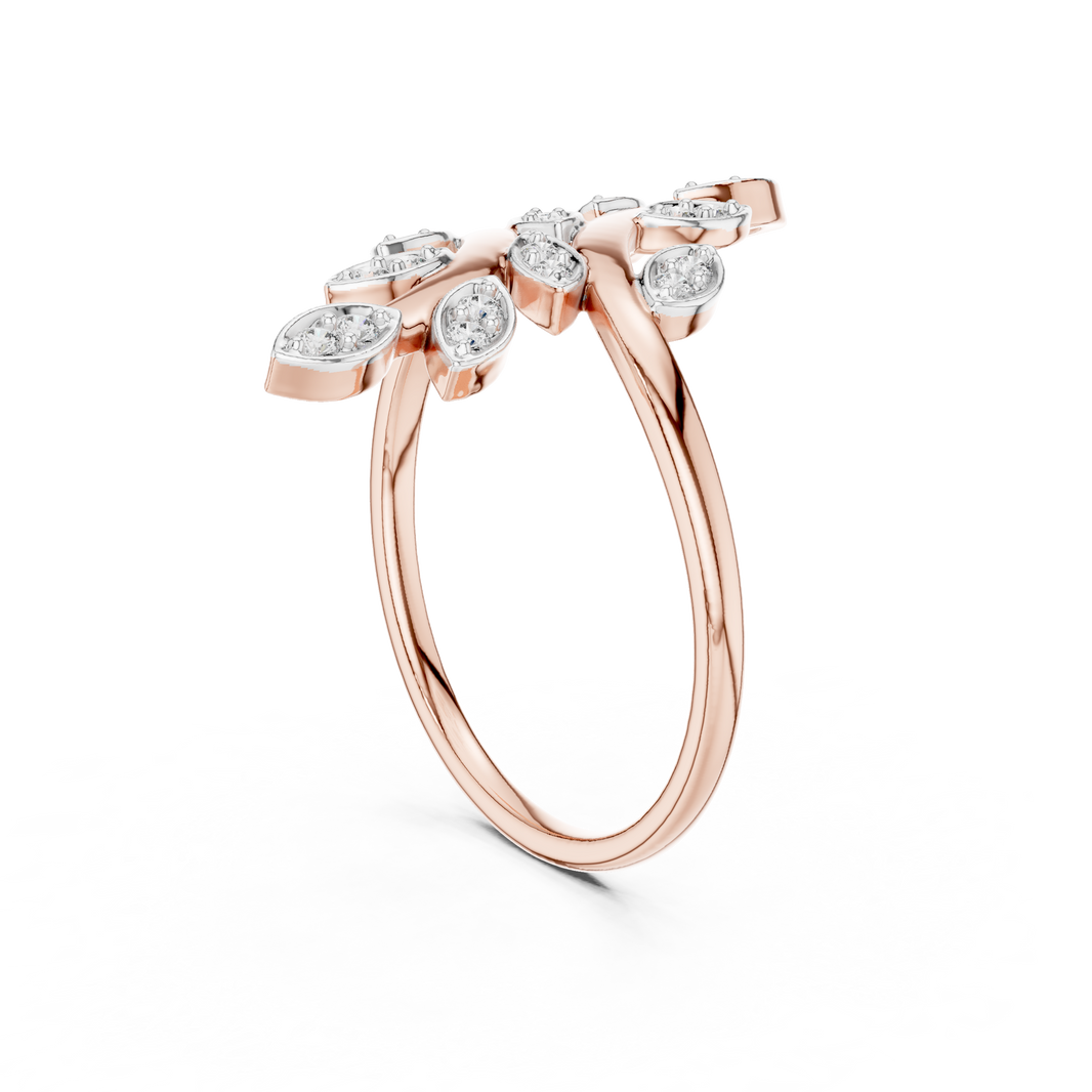 Leafy Vine Bypass Moissanite Ring in rose 925 sterling silver, view 1