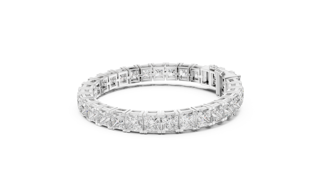 Princess Cut Moissanite Tennis Bracelet in white 925 sterling silver, view 2