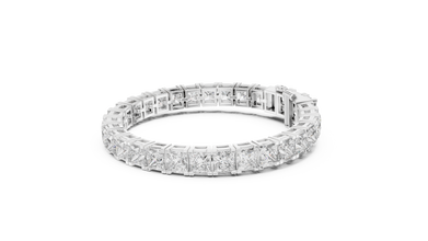 Princess Cut Moissanite Tennis Bracelet in white 925 sterling silver, view 2