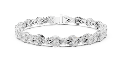 Marquise and Pear Moissanite Tennis Bracelet in white 925 sterling silver, view 1