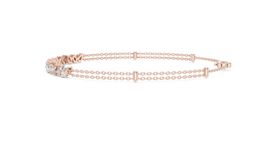 Mixed Shape Moissanite Station Chain Bracelet in rose 925 sterling silver, view 4
