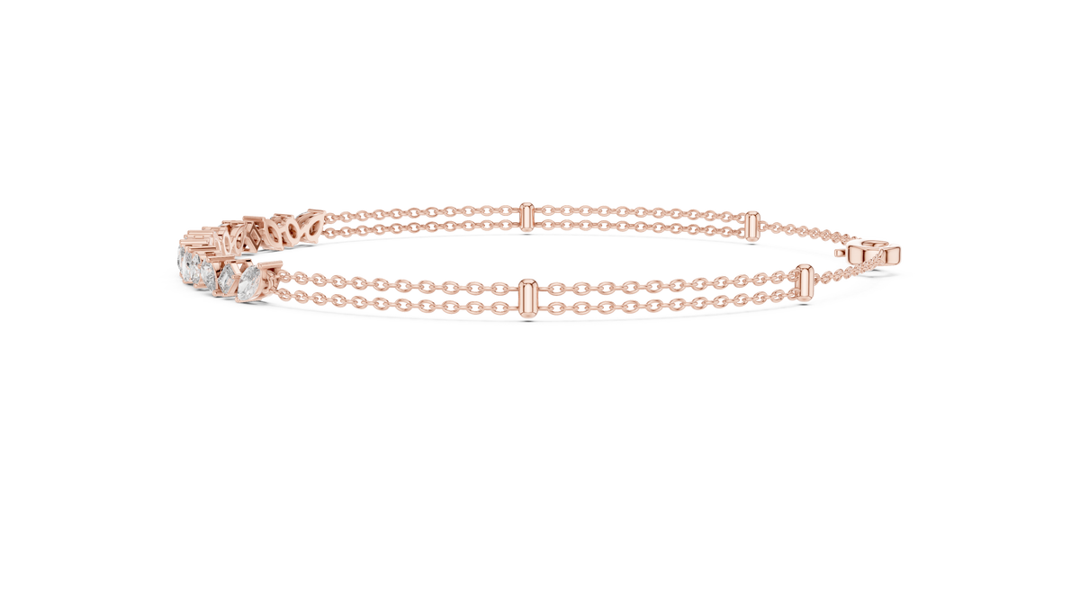 Mixed Shape Moissanite Station Chain Bracelet in rose 925 sterling silver, view 4