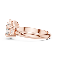 Pear Halo and Round Toi et Moi Moissanite Ring in rose 925 sterling silver, view 3