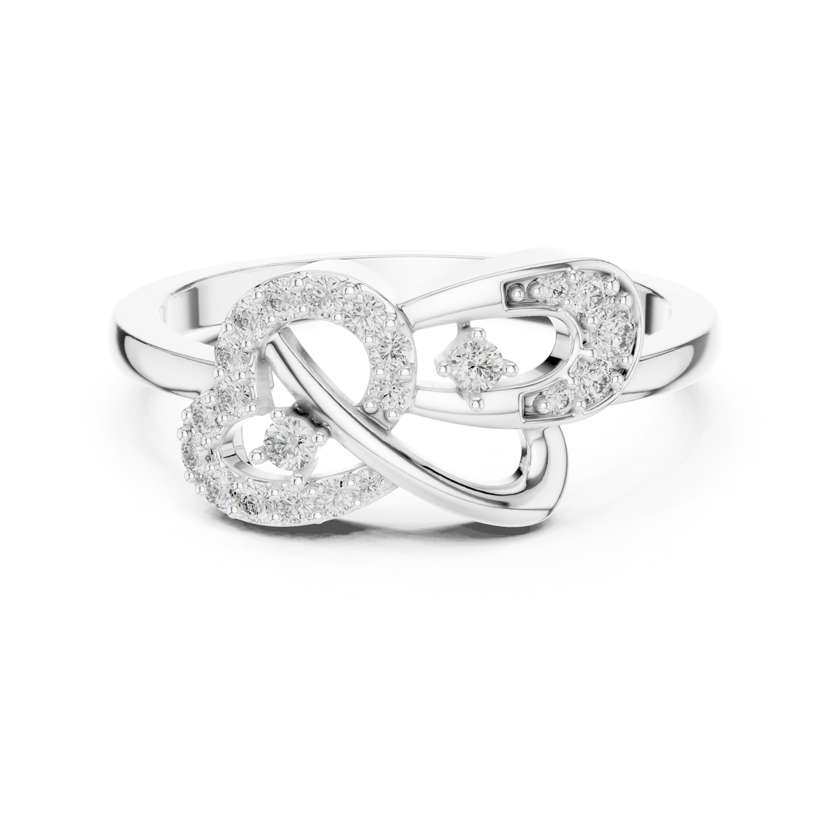 Infinity Loop Moissanite Ring with Collet Accents in white 925 sterling silver, view 4