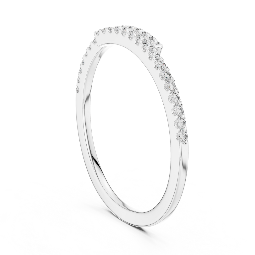 Open Bypass Pavé Moissanite Band in white 925 sterling silver, view 1