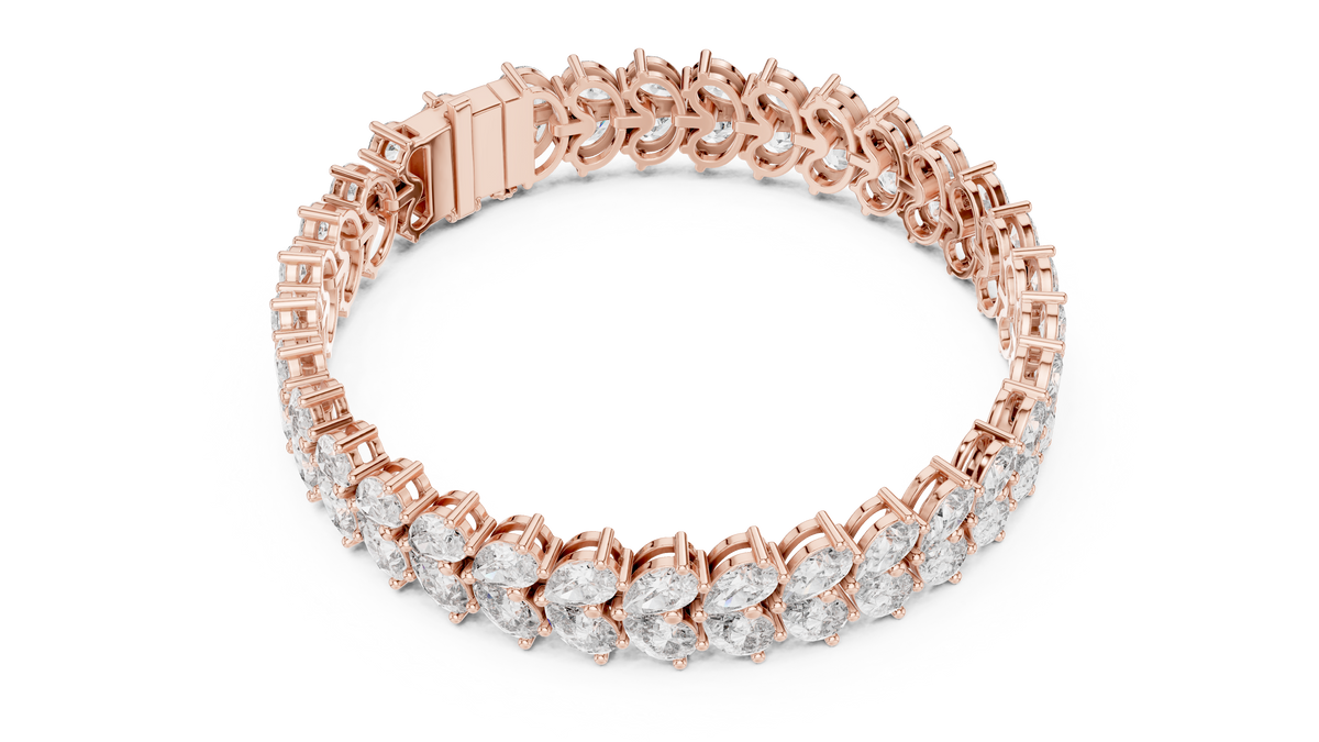 Pear Cluster Moissanite Statement Bracelet in rose 925 sterling silver, view 3