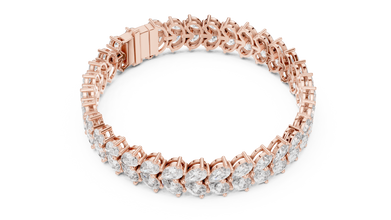 Pear Cluster Moissanite Statement Bracelet in rose 925 sterling silver, view 3