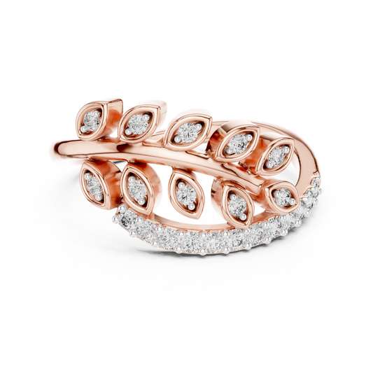 Pavé Leaf Vine Moissanite Ring in rose 925 sterling silver, view 4