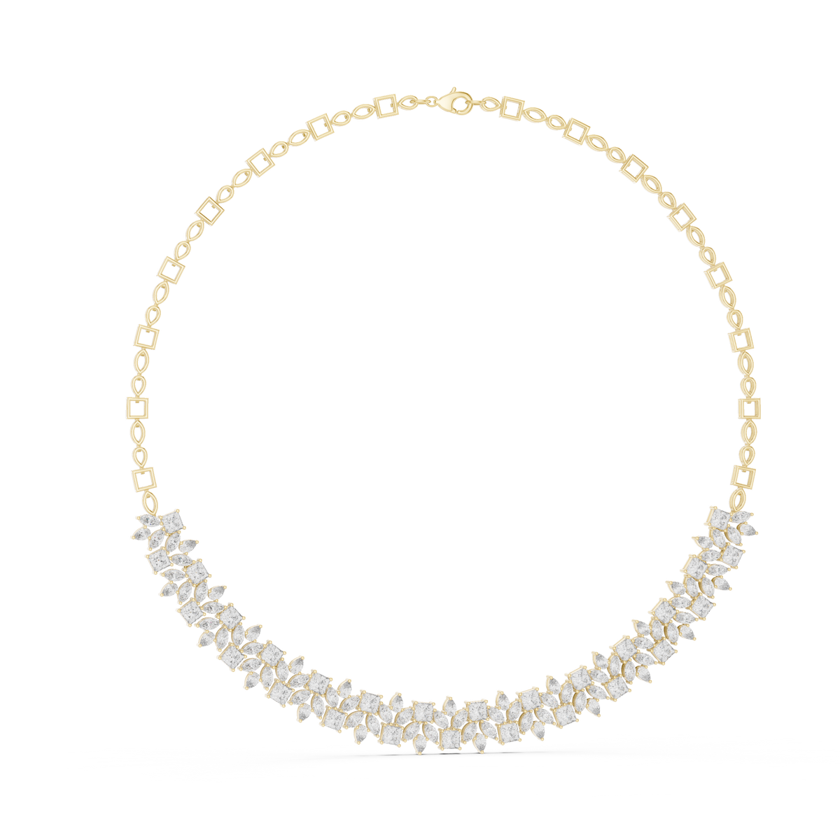 Pear Princess Marquise Cluster Collar Necklace in yellow 925 sterling silver, view 1