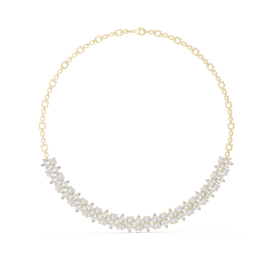 Pear Princess Marquise Cluster Collar Necklace in yellow 925 sterling silver, view 1