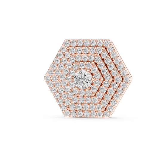 Pavé Hexagon Moissanite Pendant in rose 925 sterling silver, view 2