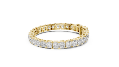 Princess Cut Moissanite Tennis Bracelet in yellow 925 sterling silver, view 2
