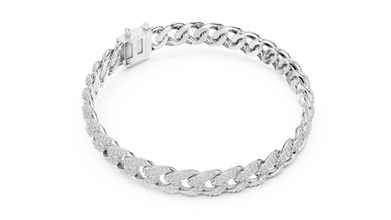 Pave Moissanite Cuban Link Bracelet in white 925 sterling silver, view 3