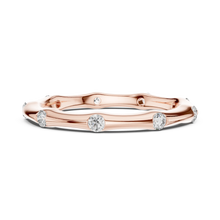 Bezel Station Moissanite Band in rose 925 sterling silver, view 3