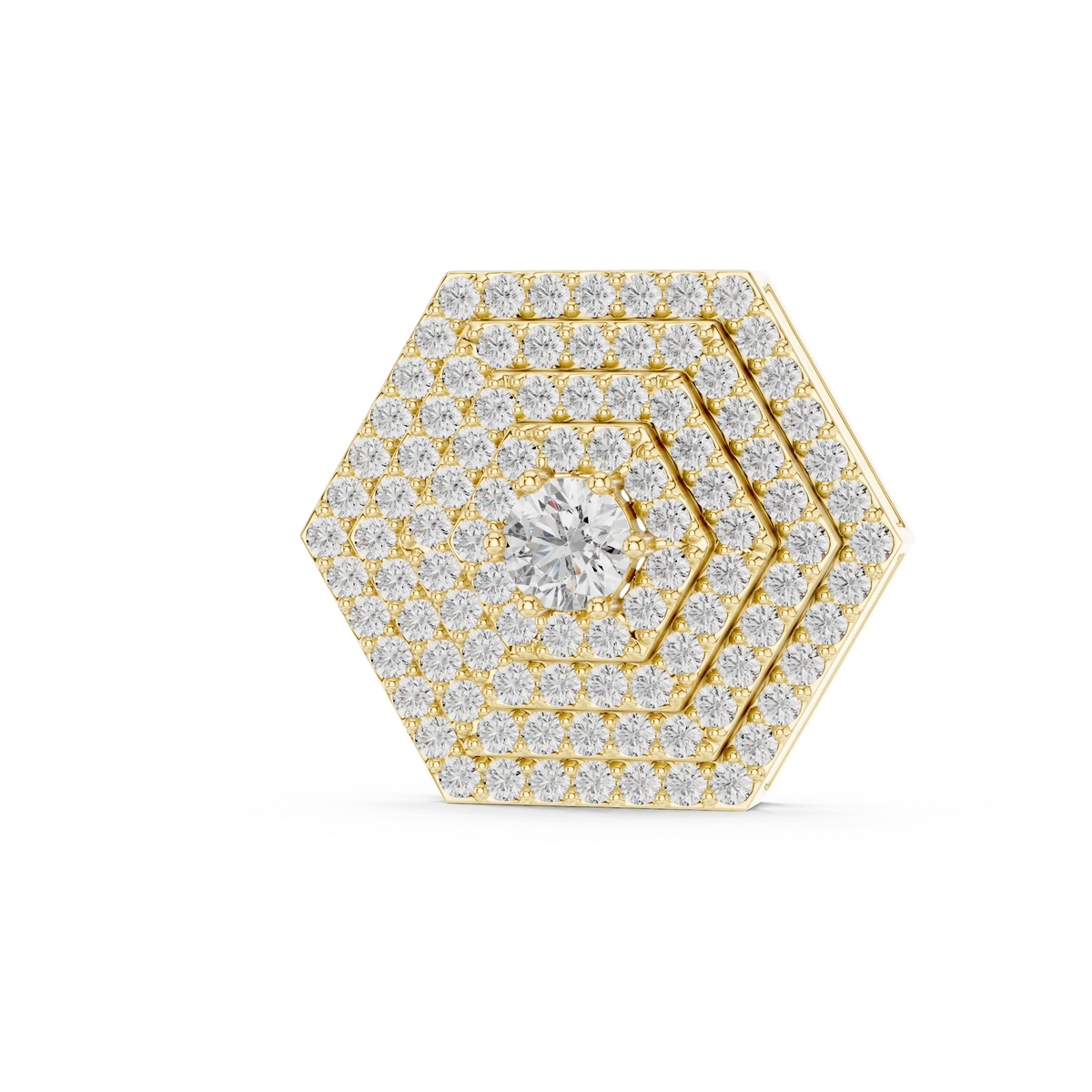 Pavé Hexagon Moissanite Pendant in yellow 925 sterling silver, view 2