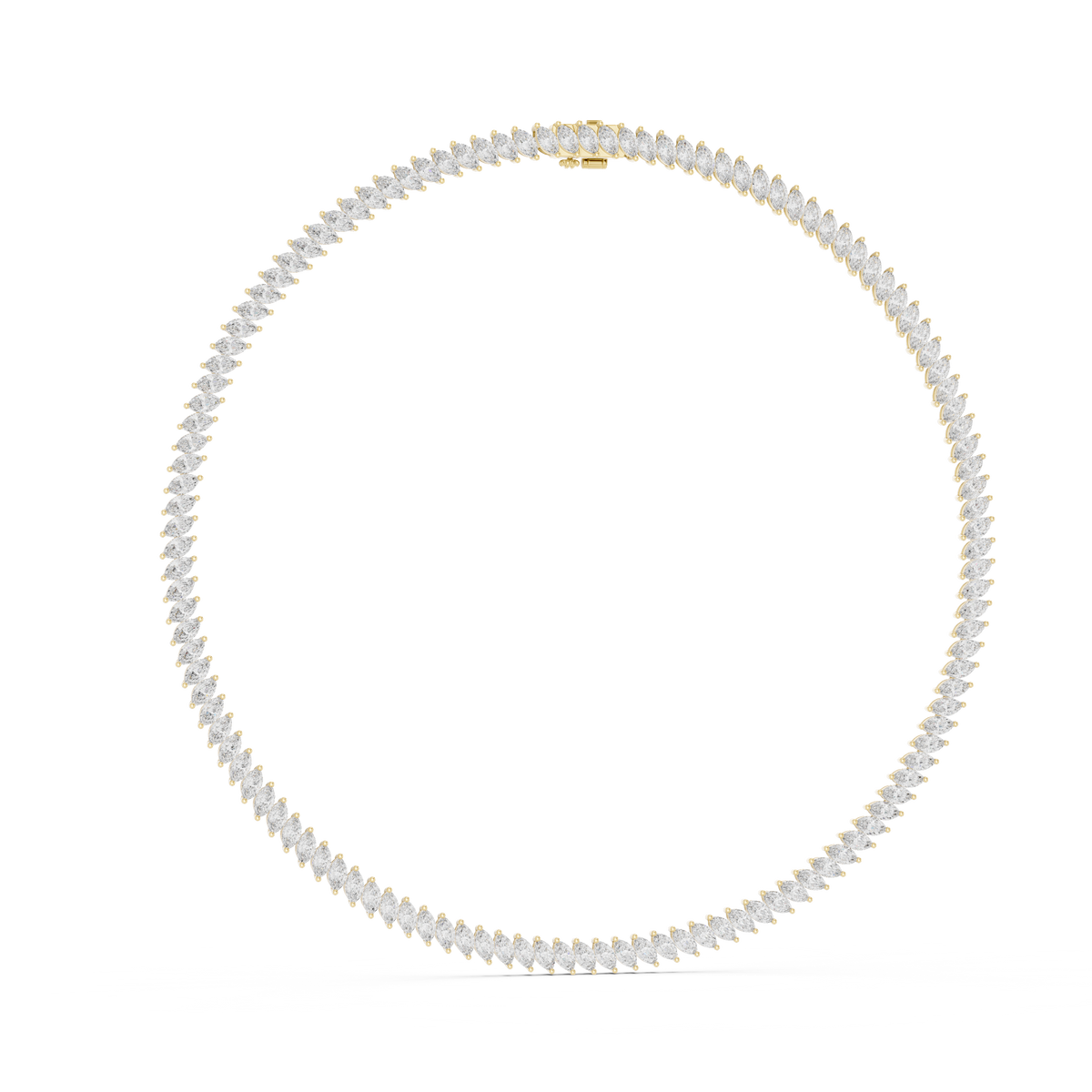 Marquise Tennis Necklace in yellow 925 sterling silver, view 1