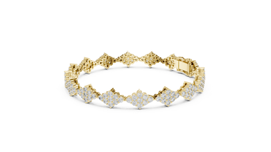 Diamond Shape Cluster Moissanite Bracelet in yellow 925 sterling silver, view 2