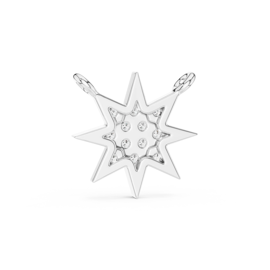 Starburst Pavé Moissanite Pendant in white 925 sterling silver, view 4