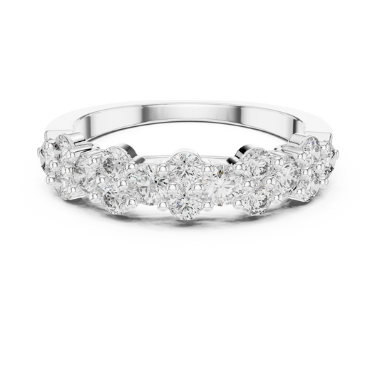 Floral Cluster Moissanite Half Eternity Band in white 925 sterling silver, view 4