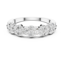 Floral Cluster Moissanite Half Eternity Band in white 925 sterling silver, view 4
