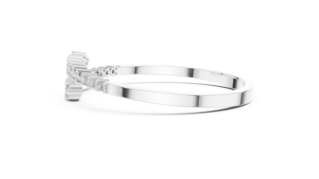 Graduated Round Moissanite Bypass Bangle in white 925 sterling silver, view 4
