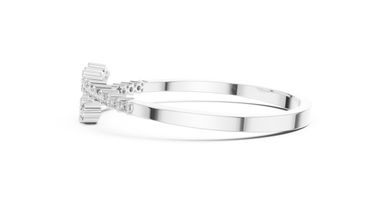 Graduated Round Moissanite Bypass Bangle in white 925 sterling silver, view 4
