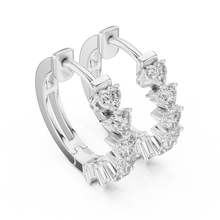Heart moissanite huggie hoop earrings in white 925 sterling silver, view 2