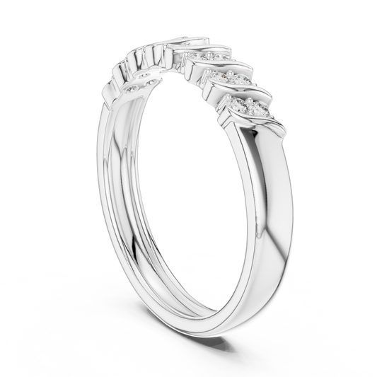 Twisted Link Moissanite Band in white 925 sterling silver, view 1