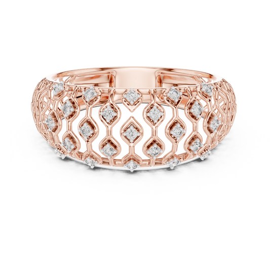 Domed Lattice Moissanite Band in rose 925 sterling silver, view 4