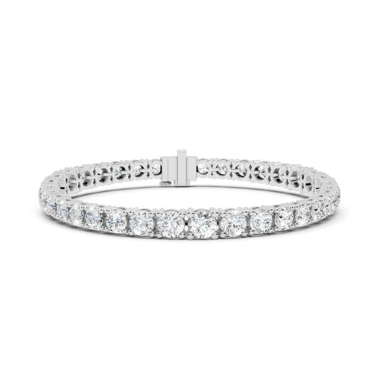 Graduated Round Moissanite Tennis Bracelet in white 925 sterling silver, view 1