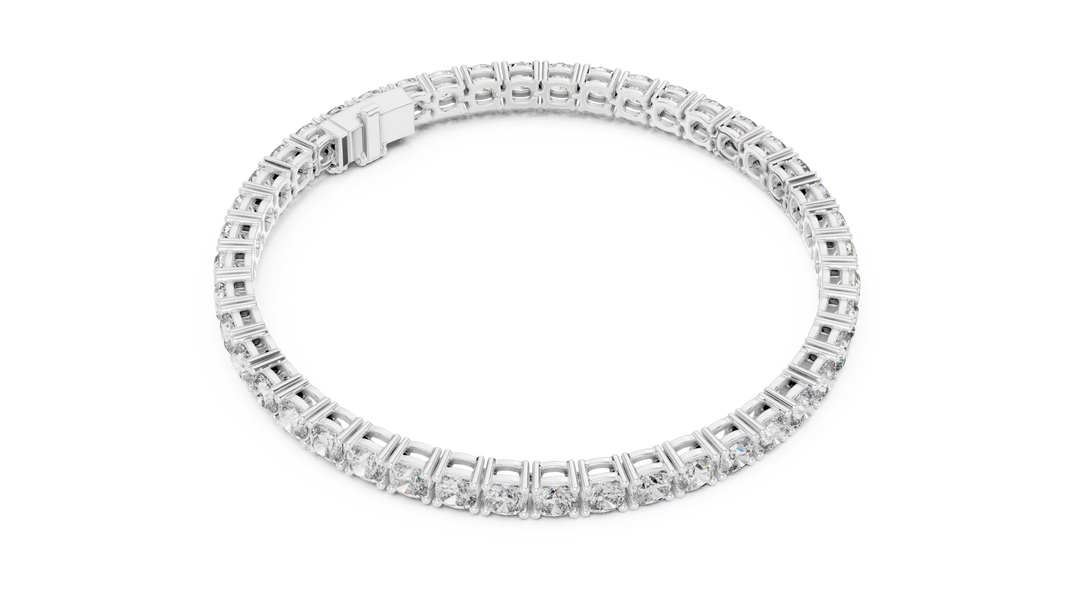 Square Cushion Cut Moissanite Tennis Bracelet in white 925 sterling silver, view 3