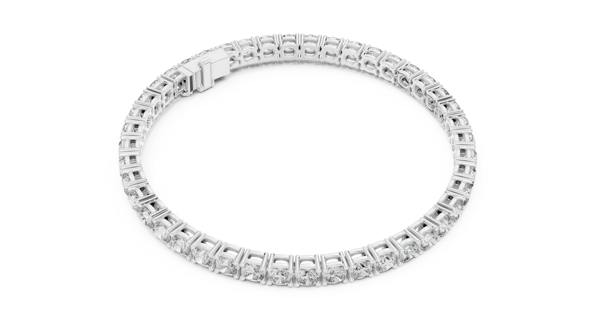 Square Cushion Cut Moissanite Tennis Bracelet in white 925 sterling silver, view 3