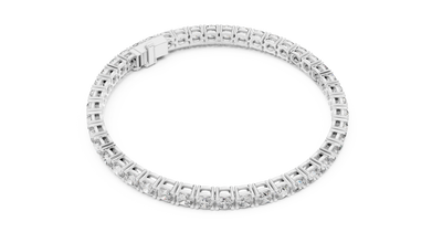 Square Cushion Cut Moissanite Tennis Bracelet in white 925 sterling silver, view 3