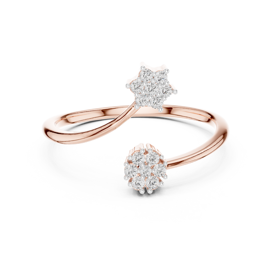 Toi et Moi Cluster Moissanite Open Ring in rose 925 sterling silver, view 4