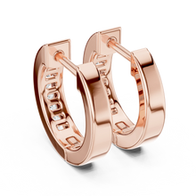 Moissanite channel set huggie earrings in rose 925 sterling silver, view 3