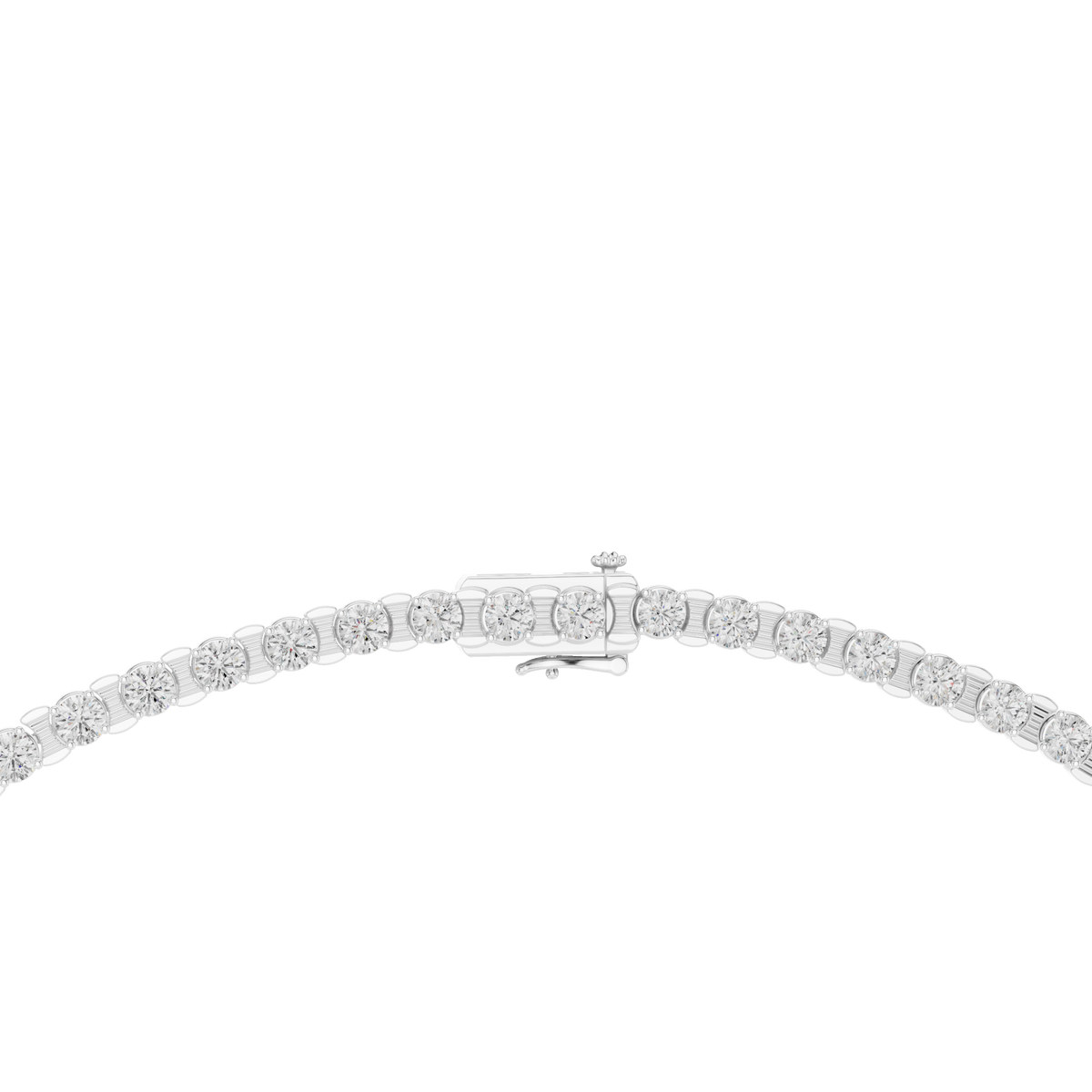 3.3mm Round Tennis Necklace in white 925 sterling silver, view 4