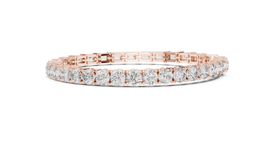 Emerald and Round Moissanite Tennis Bracelet in rose 925 sterling silver, view 4